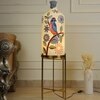 Feather Beauty Glass Shade Electric Table Lamp with Metal Base in White Colour