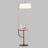 Flemish Metal Single Light Floor Lamp With White Cotton Shade