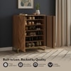 Nina 24 Pairs Solid Wood Shoe Cabinet In Amber Walnut Finish