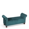 Queens Solid Wood 2 Seater Bench/ Couch With Inside Storage Space In Turquoise Sea Velvet
