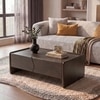 Koro Solid Wood Rectangular Storage Coffee Table In Dark Chestnut Finish