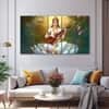 The Castle Decor Goddess Saraswati Wall Painting Wooden Framed 27x48 Inch (Style 3)