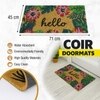 Luxe Home 100% Natural Coir Doormat Hello Floral Print Design (71x45 cm)