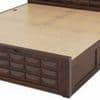 Shashi Solid Wood Queen Size Bed With Box & Front Drawer Storage Bed In Walnut  Finish