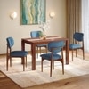 Atlas Crest Storage Solid Wood 4 Seater Dining Table With 4 Ollie Diing Chairs (Finish : Honey, Chair Colour : Baltic Blue)