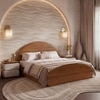 Sora Solid Wood King Size Bed With Hydraulic Storage in Amber Walnut Finish