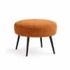 Doe Buck Luna Boucle Round Ottoman Stool in Rust Colour with Black Metal Legs