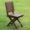Alfresco Solid Wood Outdoor Folding Square Table with Two Square Chairs in Brown Colour