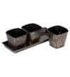 Metal Table Planters With Tray Set Of 4 In Black And Gold Colour