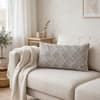 Danube Bright Silver Cotton Knitted Decorative Cushion Cover 12 x 20 Inches