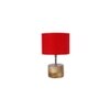 Freedom Red Fabric Shade Table Lamp with Natural Wooden Base