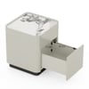 Dorian Engineered Wood Bedside Table With Ceramic Top In Taupe High Gloss Finish