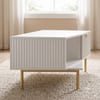 Velin Ridged Coffee Table with Drawer White