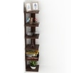 Bluewud Wudville Braine Engineered Wood Wall Mount Corner Shelf, Display Rack, (6 Square Shelves - Wenge)