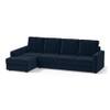 Apollo Compact Sofa (Colour : Sea Port Blue Velvet, Cushion : Hard, Back Type : High Back, Seating Capacity : Left Aligned 3 Seater + Left Aligned Chaise)