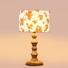 Devansh Multicolor Cotton Table Lamp With  Wood Natural Base (7X7X15.5 Inches)-14