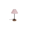 Enzo Multicolour Fabric Shade Table Lamp with Natural Wood & Iron Base