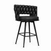 Doe Buck Presley Braided Faux Leather Bar Stool in Black Colour