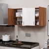 4 Doors Modular Wall Mounted Kitchen Cabinet With Adjustable Shelf In Aisan Walnut Finish