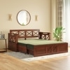 Bram 3 Seater Pull Out Sofa Cum Bed in Honey Finish with Moss Green Colour