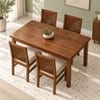 Globally Indian Vikirana Solid Sheesham Wood 4 Seater Dining Table Set 4 Chairs Beige