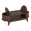 Oval Shaped Coffee Table With Storage, Fluted Accent Table For Living Room