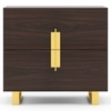 Aurelia Bedside Table in High Gloss Walnut Finish