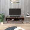 Averyl Engineering Wood TV Entertainment Unit Set Top Box Stand/TV Cabinet with Shelves for Books & Décor Display Unit with Black Pencil Legs, Ideal for 55 Inches (Brown Maple)