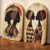 African Lady Tribal Women Wall Art Painting Set of 2 Gold Frame 16 x 24 Inch