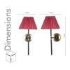 BARBOUR Single Light Black and Brass Wall Fitting with Maroon Shade