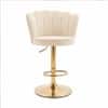 Doe Buck Luxury Beige Velvet Adjustable Bar Stool Chair with Gold Hydraulic Base