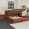 Shashi Sheesham Wood Queen Size Bed In Honey Oak Finish With Hydraulic Storage (60 x 78 inches)