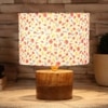 Elena Multicolor cotton table lamp with Natural Wood Base