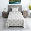 Black And White Floral 330 Tc  Cotton Flat  Single Bed Size Bedsheet With 1 Pillow Cover