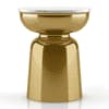 Alaya Round White Marble Top Metal Side Table in Gold finish