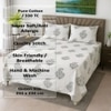 Black And White Floral 330 Tc  Cotton Flat  Queen Size Bedsheet With 2 Pillow Cover