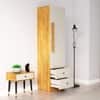 Hexa Red Wooden 1 Door Wardrobe with 2 Drawers Hanging Space in Giant Wood and Frosty White Color