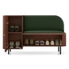 Haven Solid Wood Shoe Cabinet In Honey Finish with Olive leatherette Colour