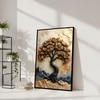 The Castle Decor Golden Lucky Wish Tree Wall Painting Framed Artwork 20x30 Inch