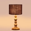 Devansh Brown Jute   Table Lamp With  Wood Natural Base (7X7X15.5 Inches)-17