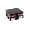 Blane Sheesham Wood Coffee Table With 4 Stools Set In Mahogany Finish & Multi Colour Israel Print Kantha Fabric Cushions
