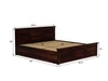 Stainfiled Solid Wood Queen Size Bed In Hydraulic Storage Bed In Walnut Finish