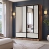 Velora Premium 2 Door 8ft Sliding Wardrobe with mirror in Blade grey Classic Walnut Finish