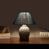 Devansh Conical Turquoise Jute Shade Lamp With Wood & Mosaic Glass Base For Decoration/Office/Home/Gifting/Study For Decoration/Office/Home/Gifting/Study -(10X10X14.5) Inches -A