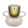 Dual Handle Abstract Coloured Ceramic Vase
