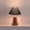 Devansh Blue Jute Table Lamp With Wood  Pebble Lamp  (10X10X15) Inches