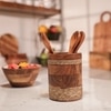 Ireka Home Rustic Roll Wooden Utensils Holder – Cutlery Organizer (13 x 18 cm)