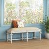 Lucine Upholstered Solid Wood Bench In White Finish With Macadamia Brown Hopsack Weave Fabric Colour