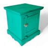 Queens Sheesham Wood Bedside Table in Antique Green Finish