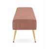Doe Buck Upholstered Bench in Pink Colour with Channel Stitching and Gold Legs